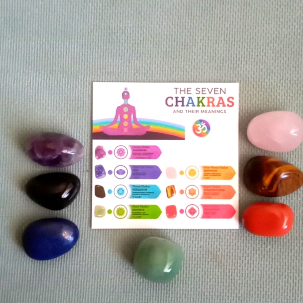 LAPIS LAZULI PENDANT NECKLACE WITH 7 CHAKRA TUMBLED GEMSTONES - Picture 5 of 6